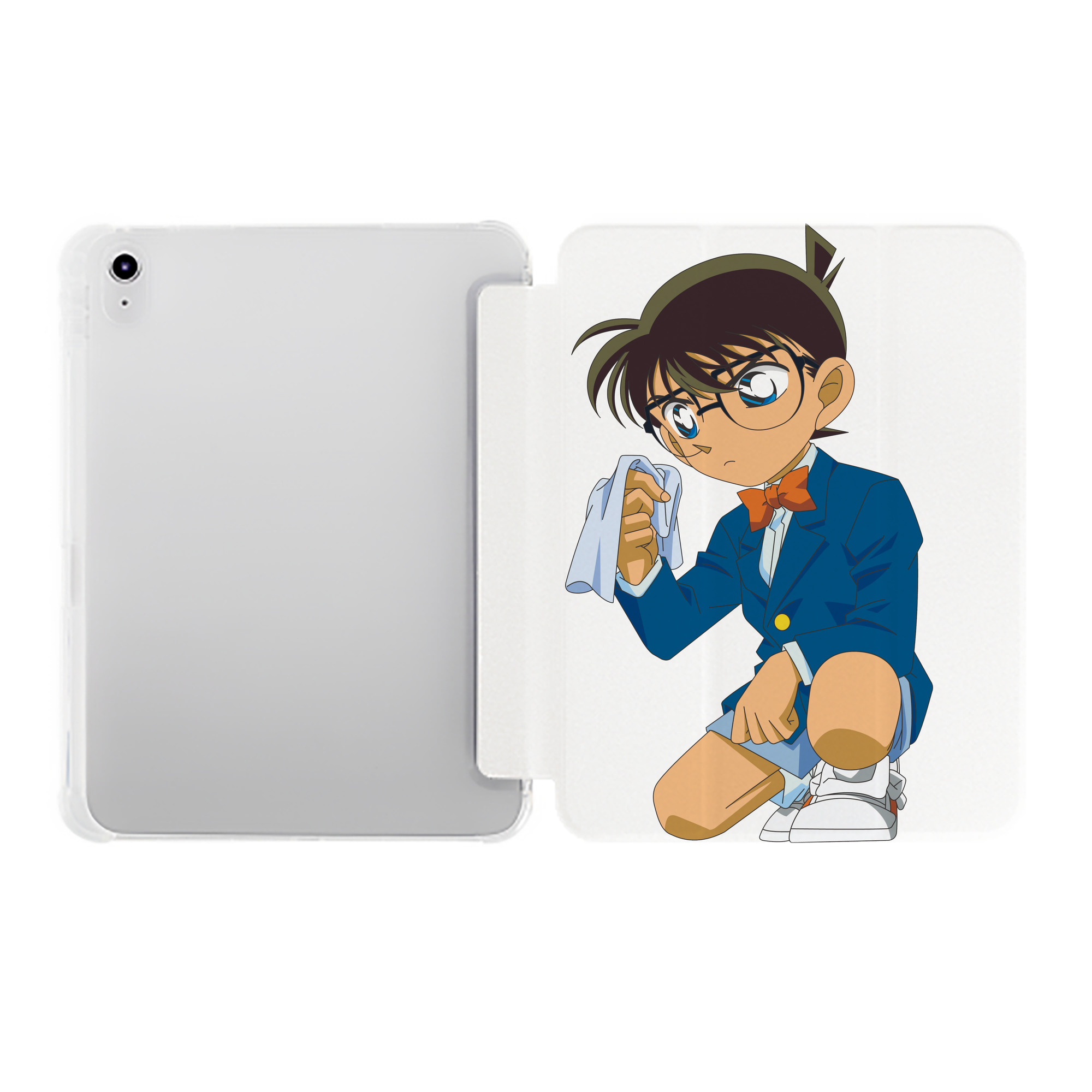 （画像用） 名探偵コナン 江戸川 コナン Detective Conan Conan Edogawa IPad ケース ペン収納付き 三つ折りスタンド PUレザー×シリコン 対応機種9.5/10.5/10.9インチ